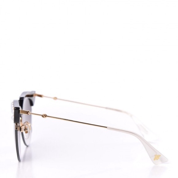 GUCCI Cat Eye Sunglasses Black Gold Pearl Women's - Picture 4 of 6